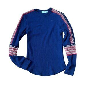 Natural Life Embroidered Thermal Waffle Shirt embroidered Boho Hippie festival